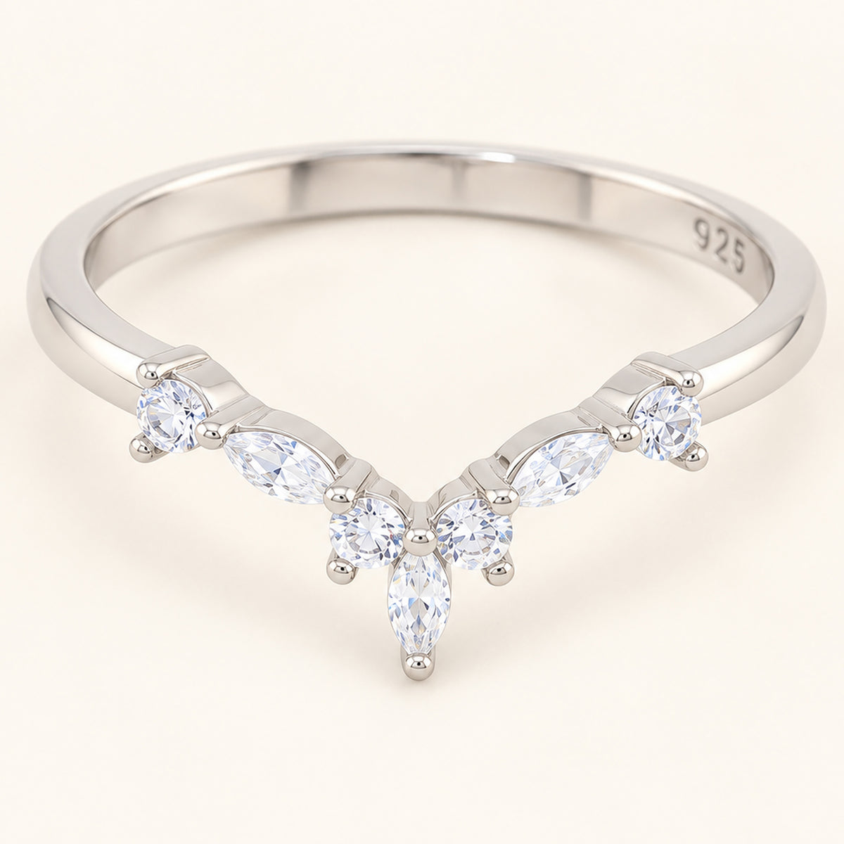 Art Deco Cubic Zirconia CZ Sterling Silver Wedding Band Guard Ring