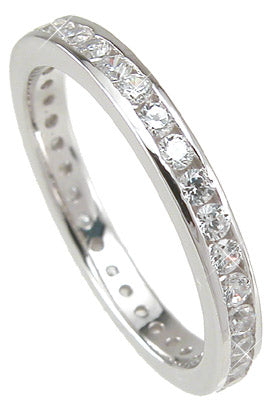 CZ Sterling Silver Anniversary Style Wedding Band Ring for Women