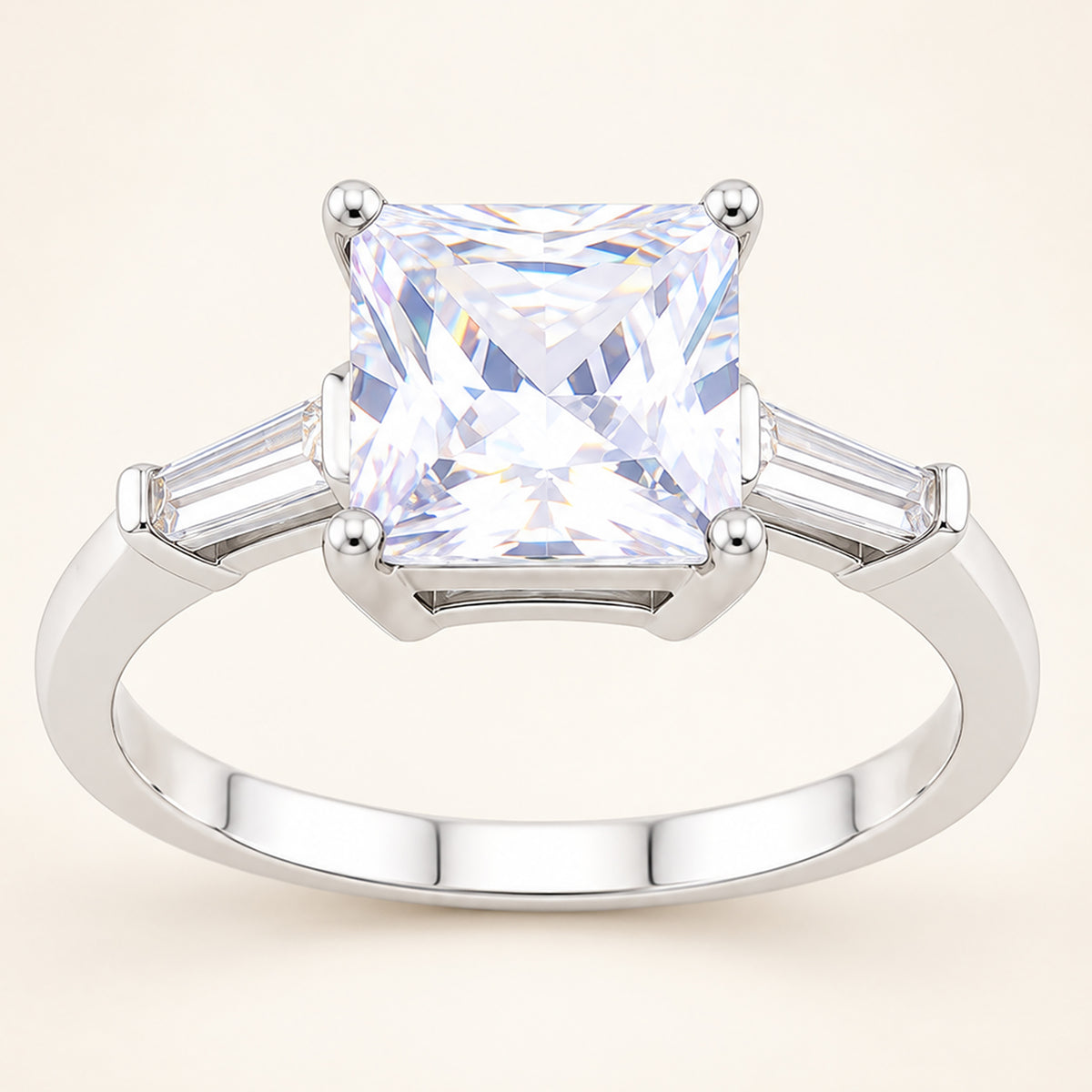 Vintage Style 1.5 Carat Princess Cut CZ Engagement Ring