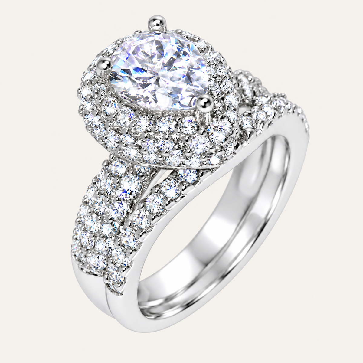 Pear Cut Wedding Engagement Ring Set