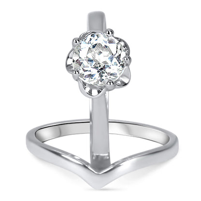 1 Carat Genuine White Topaz CZ Accents Sterling Silver Wedding Ring Set