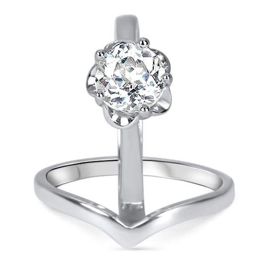 1 Carat Genuine White Topaz CZ Accents Sterling Silver Wedding Ring Set