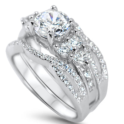 Vintage Victorian Multi Stone Guard Engagement Wedding Ring Set