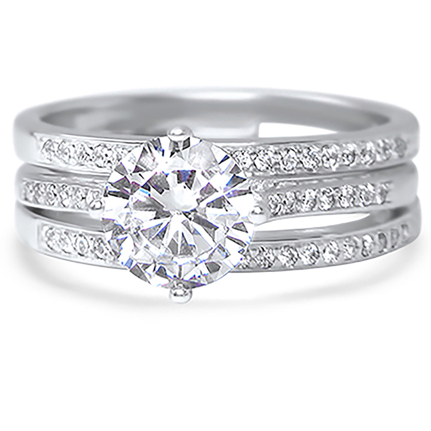 Realistic 1 Carat Solitaire CZ Wedding Engagement Ring Set