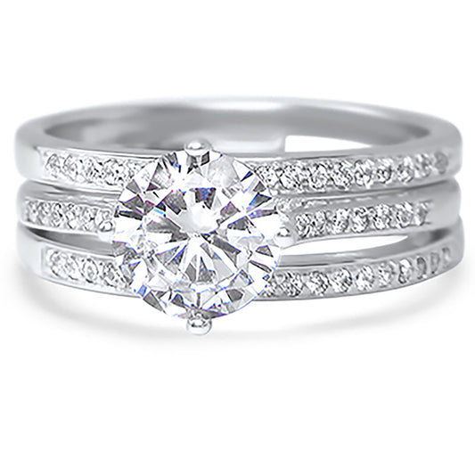 Realistic 1 Carat Solitaire CZ Wedding Engagement Ring Set