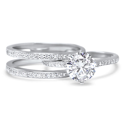 Realistic 1 Carat Solitaire CZ Wedding Engagement Ring Set