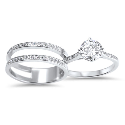 Realistic 1 Carat Solitaire CZ Wedding Engagement Ring Set