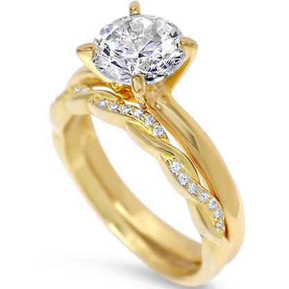 1 Carat Round Brilliant Solitaire White CZ Gold Plated Silver Wedding Ring Set