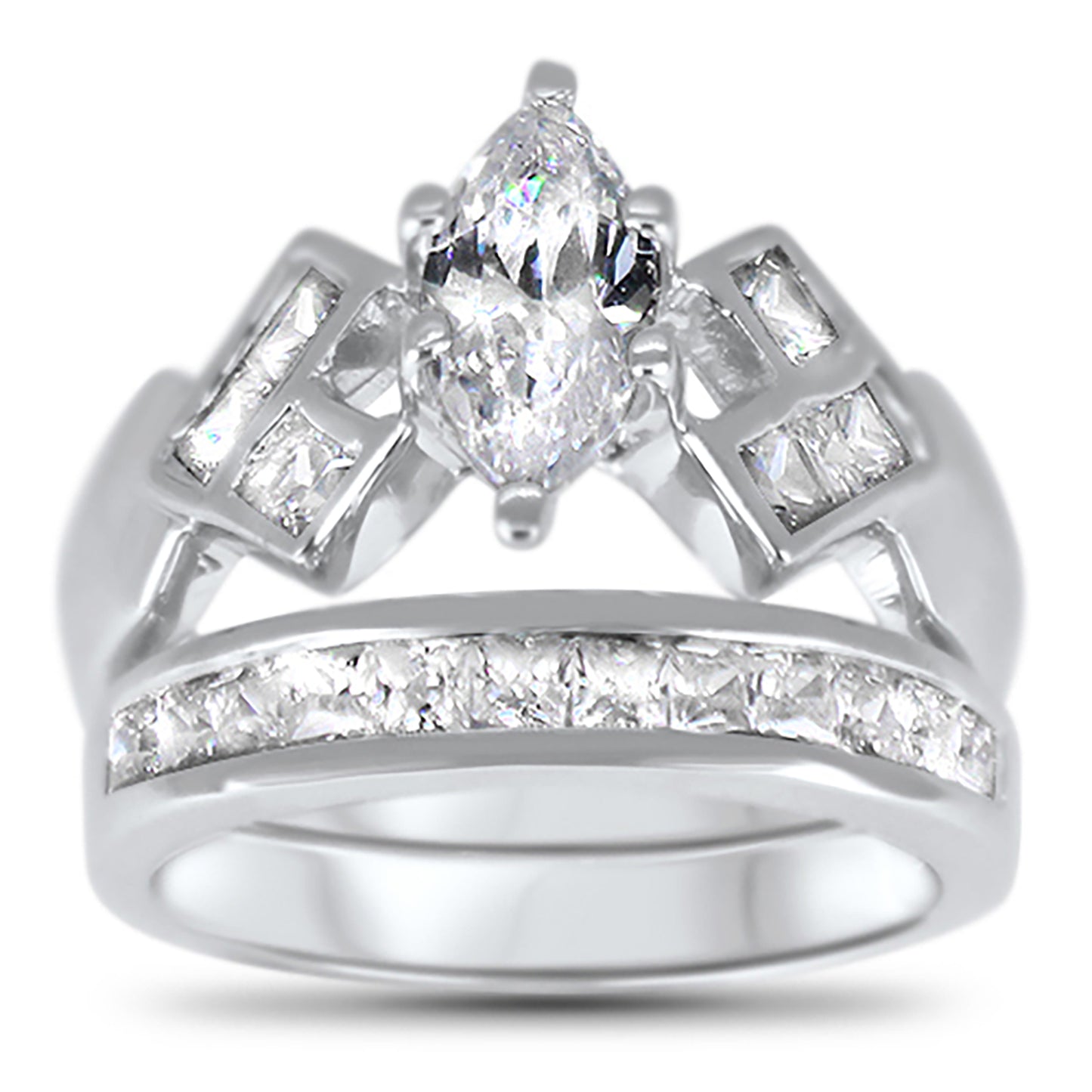 1.25 Marquise Cut CZ Wedding Engagement Ring Set