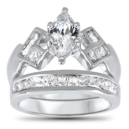 1.25 Marquise Cut CZ Wedding Engagement Ring Set