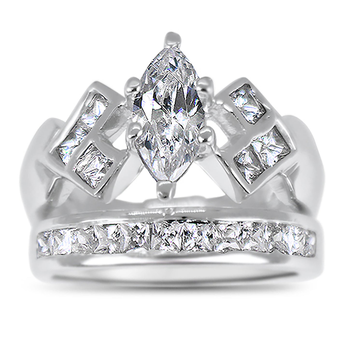1.25 Marquise Cut CZ Wedding Engagement Ring Set