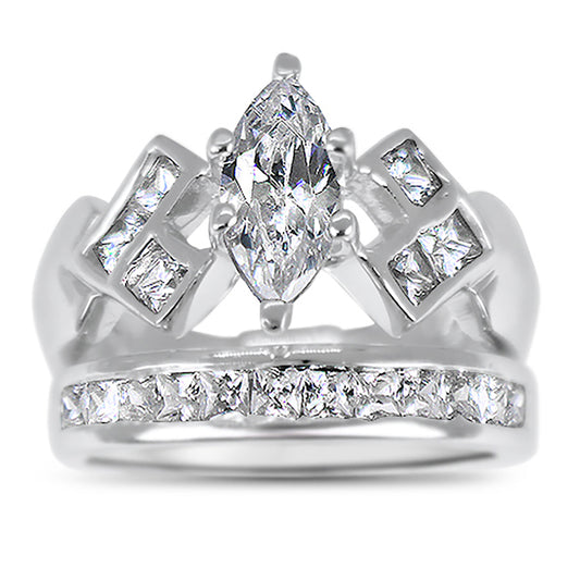1.25 Marquise Cut CZ Wedding Engagement Ring Set