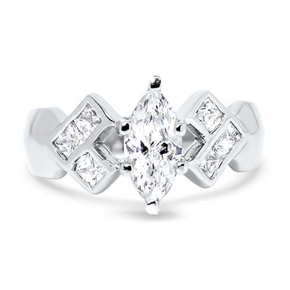 1.25 Marquise Cut CZ Wedding Engagement Ring Set