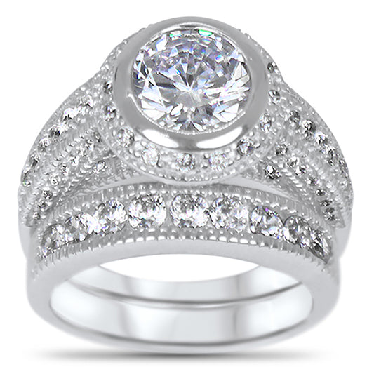 1 Carat Round Brilliant Cut Vintage Style Wedding Ring Set