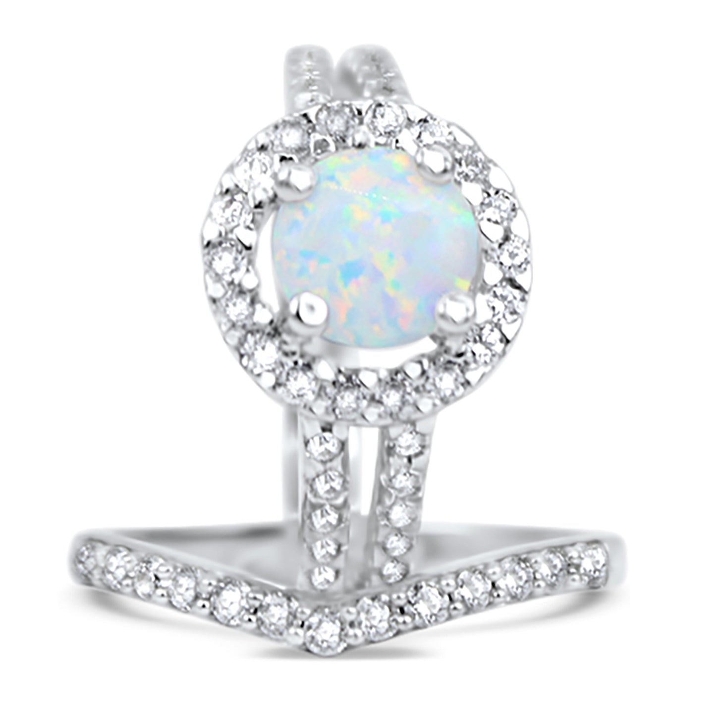 1 Carat White Opal Wedding Engagement Ring Set for Women