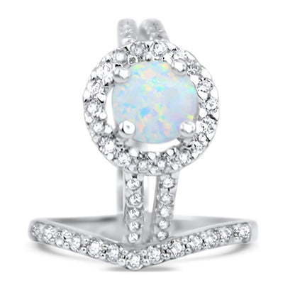 1 Carat White Opal Wedding Engagement Ring Set for Women