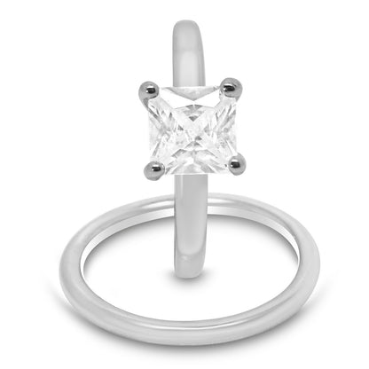 1 Carat Princess Cut CZ Sterling Silver Wedding Engagement Ring Set