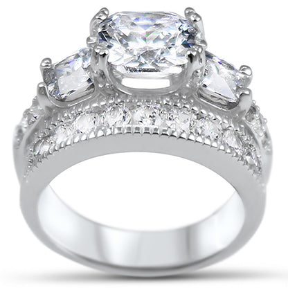 1 Carat CZ Sterling Silver Wedding Engagement Ring Set