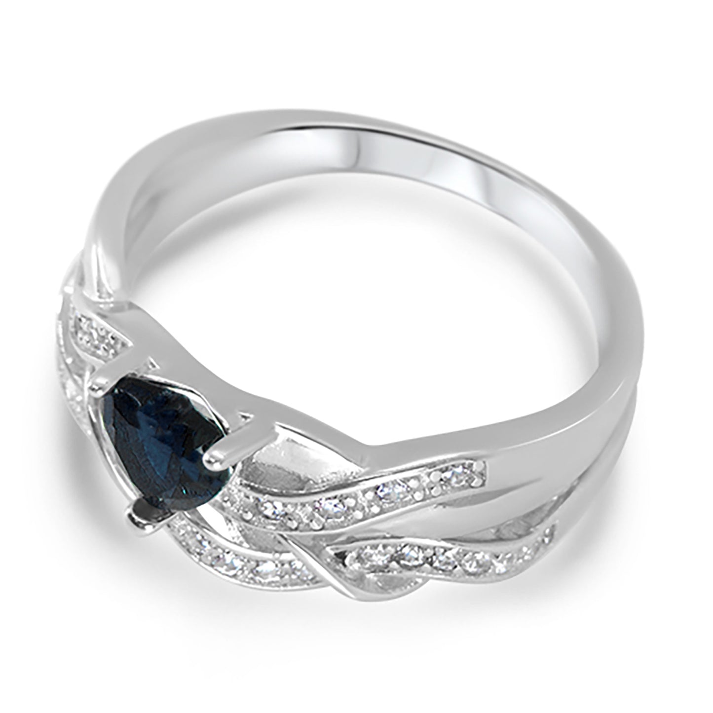 1 Carat Blue Heart Cut CZ Wedding Engagement Ring Set Sterling Silver