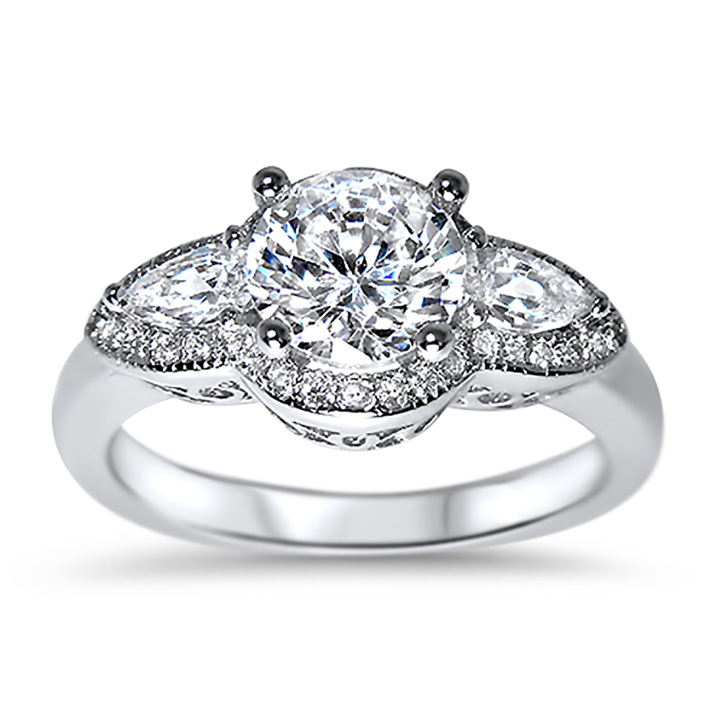 Vintage Style CZ Silver Wedding Ring Set for Women