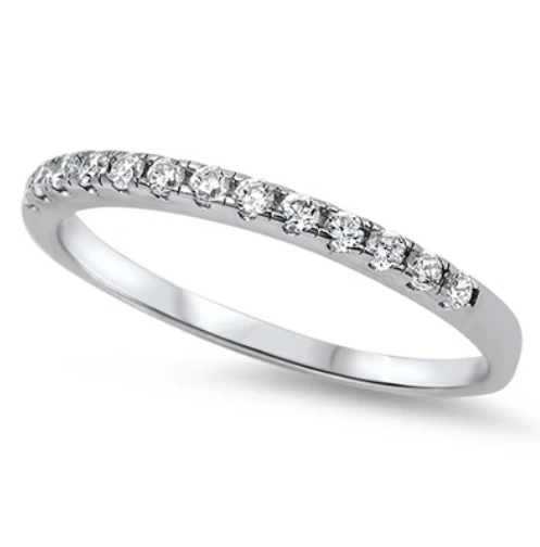 Round Brilliant Half Eternity CZ Wedding Band Ring for Women