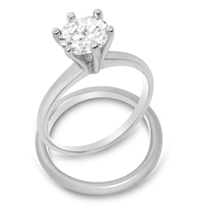 1/2 Carat CZ Sterling Silver Wedding Engagement Ring Set