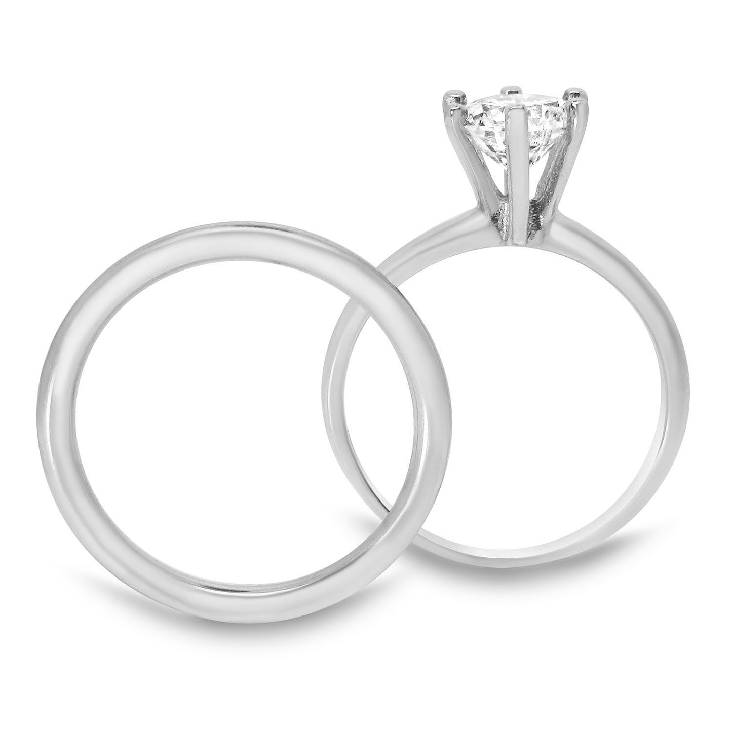 1/2 Carat CZ Sterling Silver Wedding Engagement Ring Set
