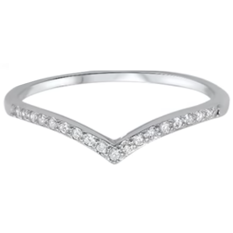 V Shaped Chevron CZ Wedding Band Ring for Women