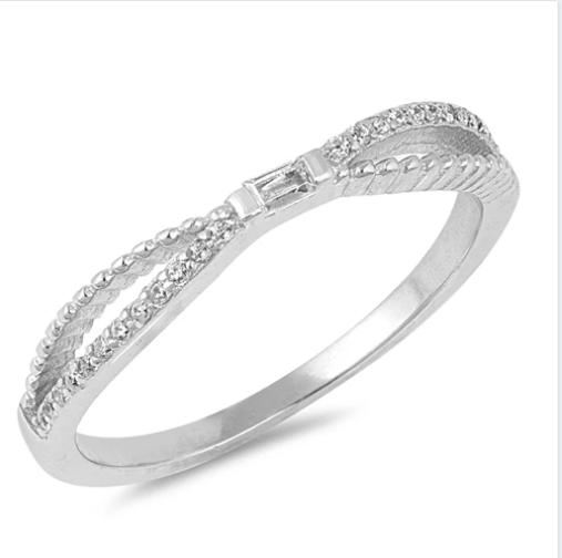 Round Brilliant Half Eternity CZ Wedding Band Ring for Women