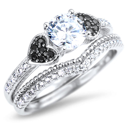 1 Carat Round Brilliant CZ Sterling Silver Wedding Ring Set