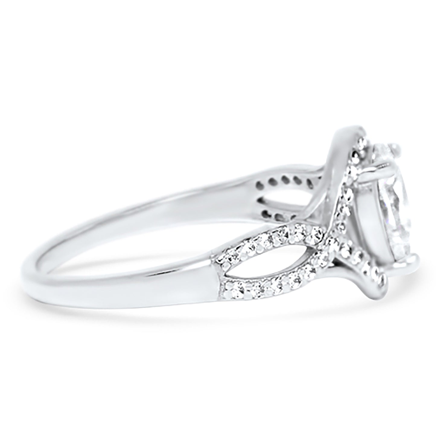 1 Carat Solitaire Pear Cut White CZ Wedding Ring Set in Sterling Silver