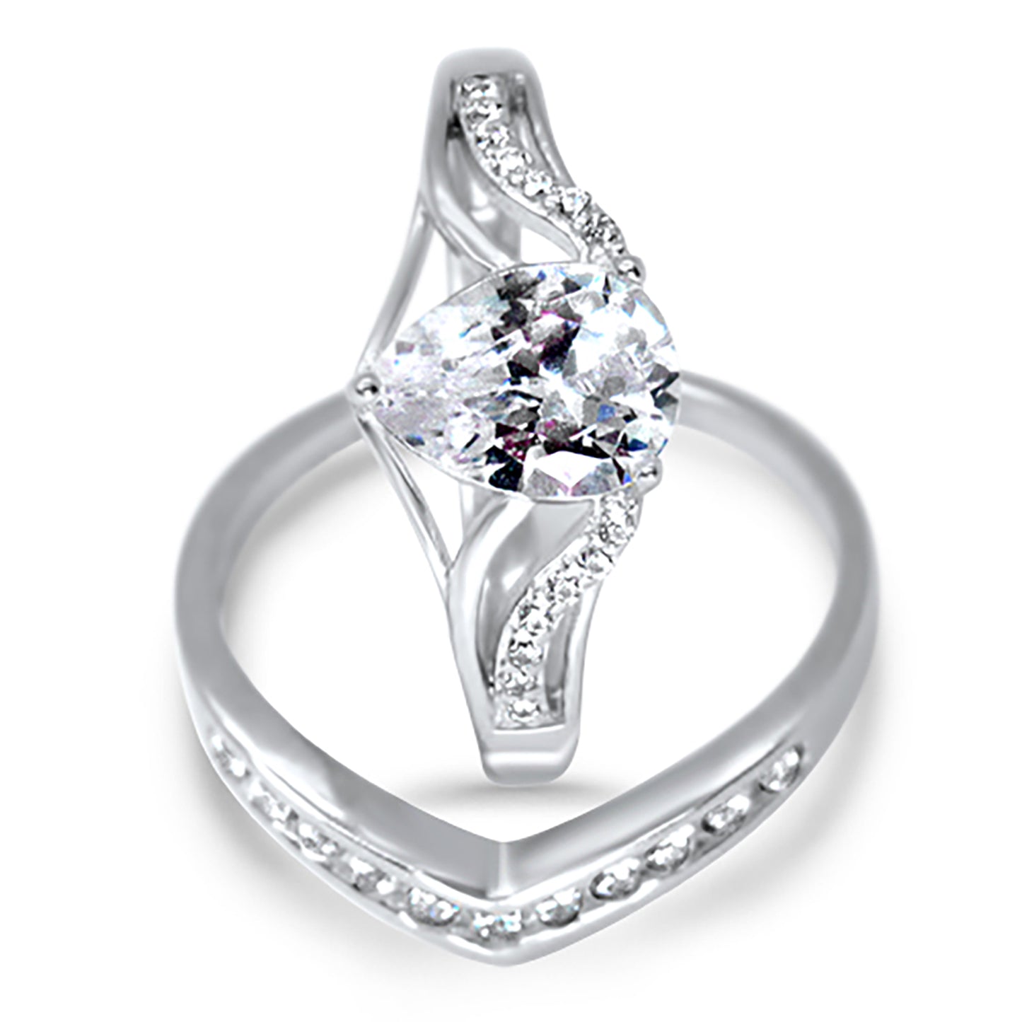 1 Carat Solitaire Pear Cut White CZ Traditional Wedding Ring Set in Sterling Silver