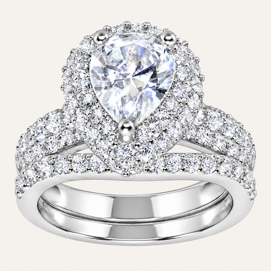 Pear Cut Wedding Engagement Ring Set